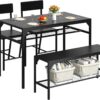Shintenchi Kitchen Table Chairs Set of 4, Dining Table Set f...
