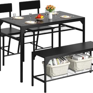 Shintenchi Kitchen Table Chairs Set of 4, Dining Table Set f...