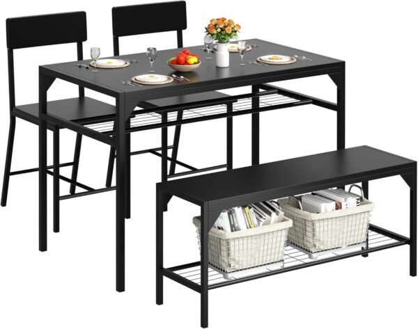 Shintenchi Kitchen Table Chairs Set of 4, Dining Table Set f...