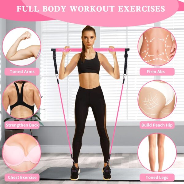 Pilates Bar Kit with Resistance Bands,Pilates Bar with Stack...