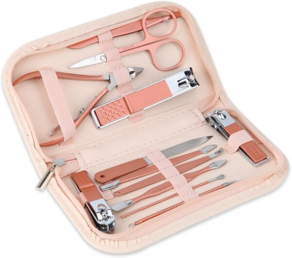 Nail Clippers and Beauty Tool Portable Set, Rose Gold Marten...