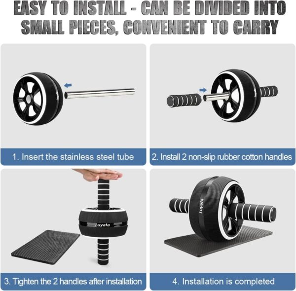 Ab Roller Wheel, 10-In-1 Ab Exercise Wheels Kit with Resista...