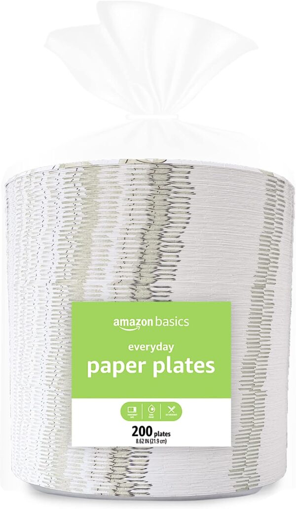 Amazon Basics Everyday Paper Plates, 8.62 Inch, Disposable, ...