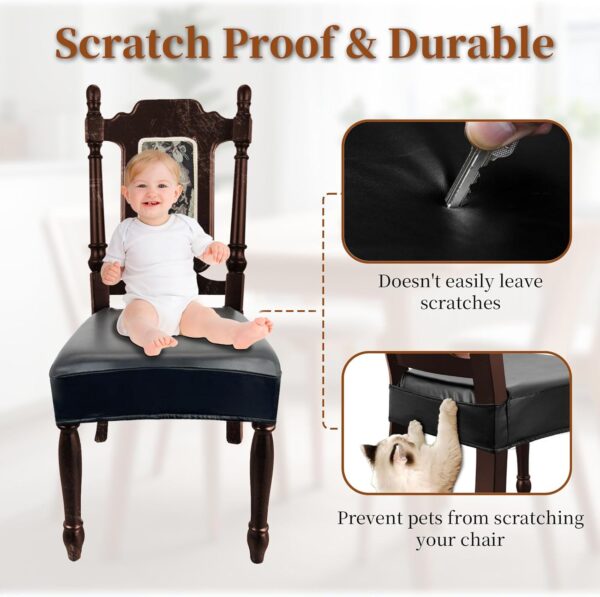 Waterproof Dining Chair Seat Covers Leather Kitchen Seat Cov...