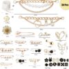 34 Pcs Junk Socks Charms Kit gold Charms for Sneakers Socks,...