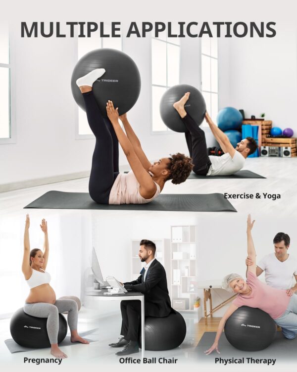 Trideer Extra Thick Yoga Ball Exercise Ball, 5 Sizes Gym Bal...