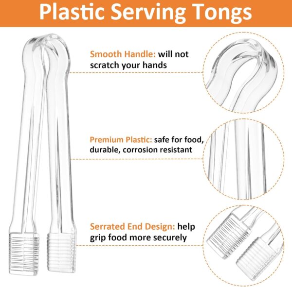 PEASUG 20 PCS Plastic Serving Tongs, Disposable Plastic Tong...