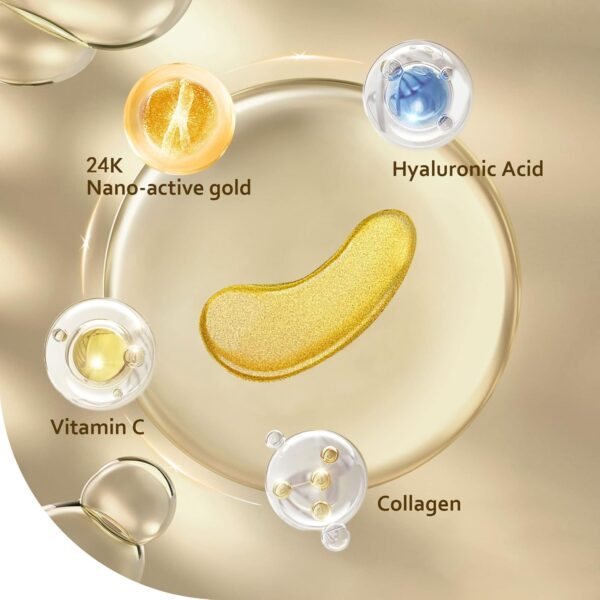 Under Eye Patches (30 Pairs), 24K Gold Under Eye Mask for Pu...