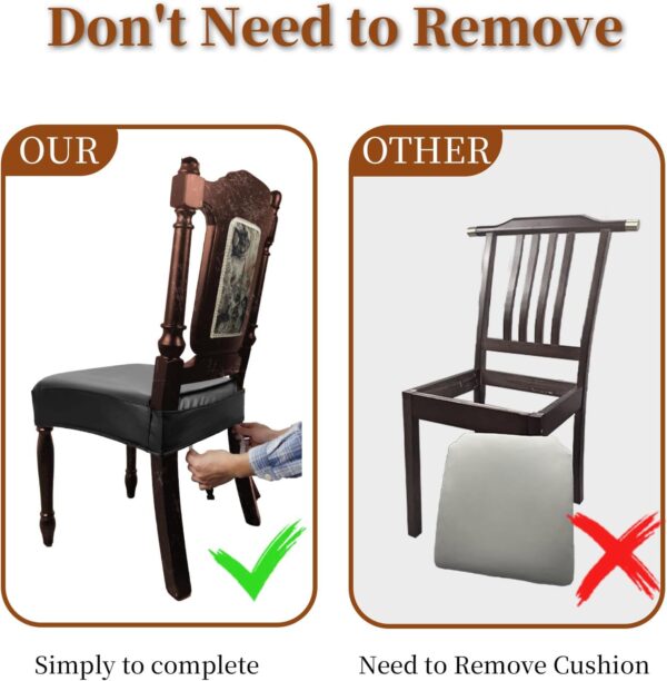 Waterproof Dining Chair Seat Covers Leather Kitchen Seat Cov...