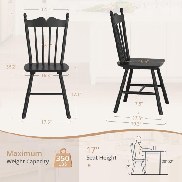 LUE BONA Black Dining Chairs Set of 4, Windsor Wooden Dining...