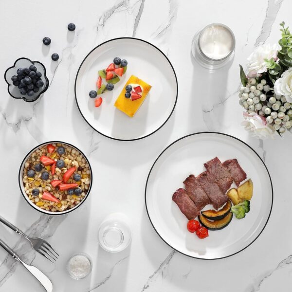 MALACASA Plates and Bowls Sets, 12 Pieces Modern Porcelain D...