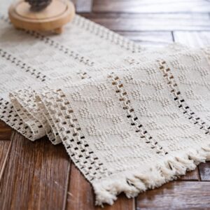 Alynsehom Macrame Table Runner Cream Beige Boho Table Runner...
