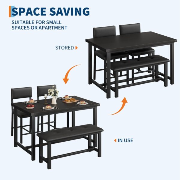 IDEALHOUSE Dining Table Set for 4, Kitchen Table and 2 Uphol...