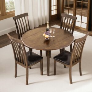AMERLIFE Solid Wood 5-Piece Foldable Dining Set, Mid Century...