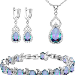 LMXXVJ Women Jewelry Set Platinum Plated Necklace Open Ring ...