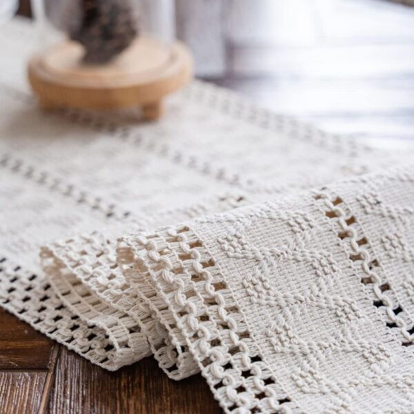 Alynsehom Macrame Table Runner Cream Beige Boho Table Runner...