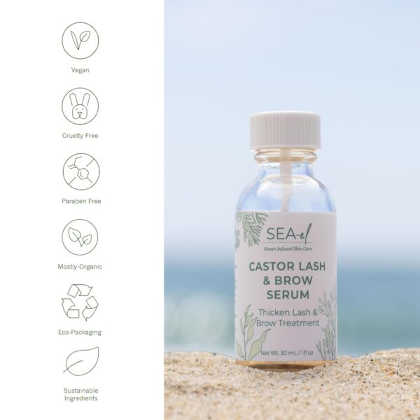 Sea El Castor Lash & Brow Serum Organic Castor Oil Rosemary ...