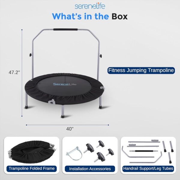 SereneLife 36/40" Foldable Mini Trampoline - Compact Fitness...