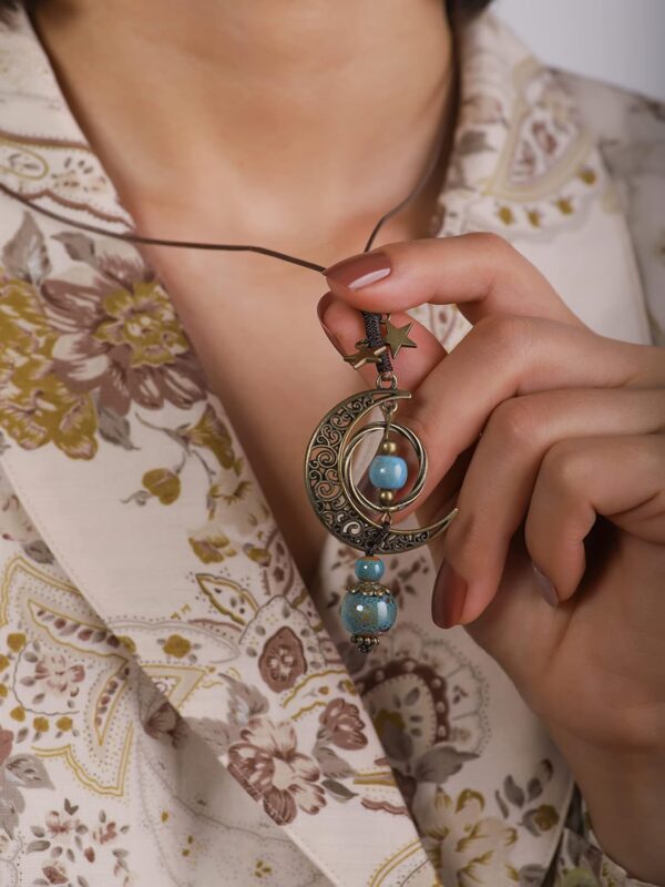 MINACHI Vintage Bohemian Hippie Ceramic Beads Crescent Moon ...