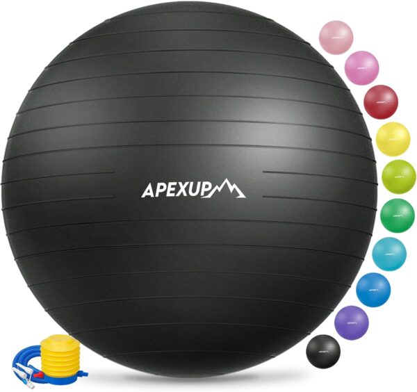 APEXUP Yoga & Pilates Ball - Anti Slip Heavy Duty Gym Ball f...