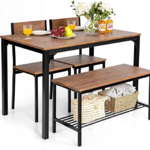 Giantex Dining Table Set for 4, 43" Kitchen Table and Chairs...