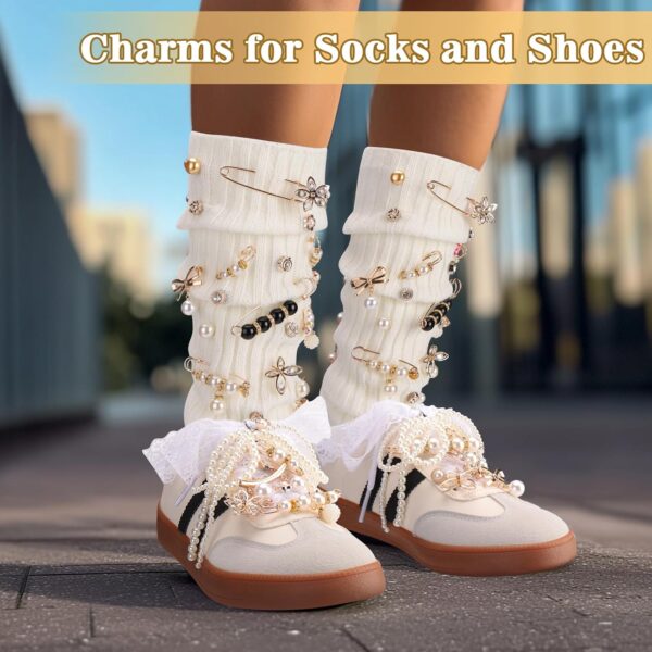 AIERSA Shoes Charms for Sneakers Socks, 43pcs Pearl Shoe Lac...