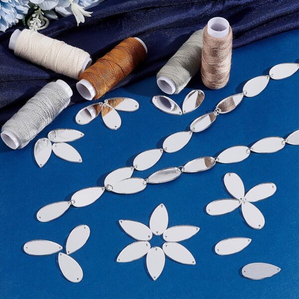 PH PandaHall 200pcs Teardrop Sew on Mirrors Pieces Silver Ac...