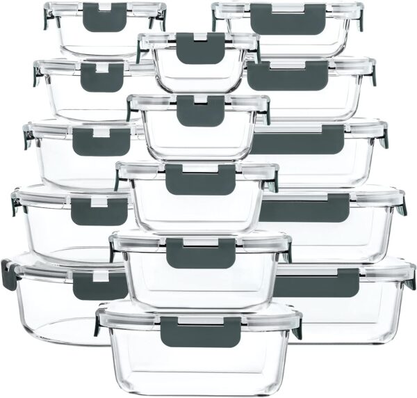 M MCIRCO 30 Pieces Glass Food Storage Containers with Snap L...