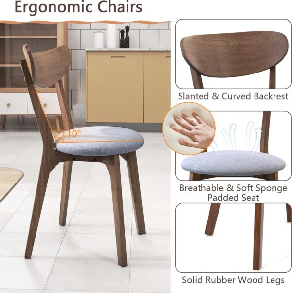 Tangkula Mid-Century Modern Round Dining Table Set for 2, Wo...