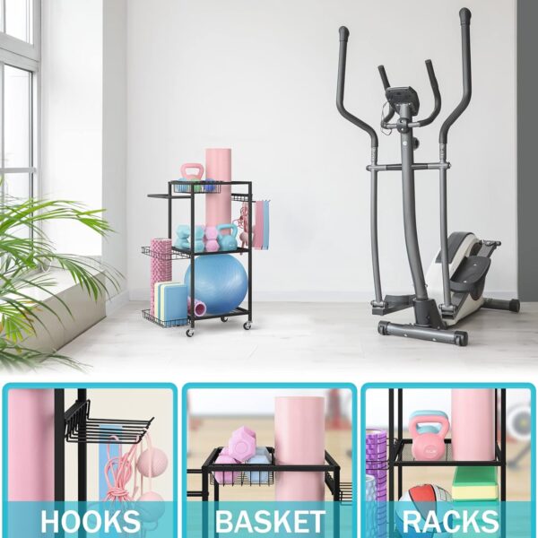 LIANTRAL Yoga Mat Storage Rack - Metal Gym Organizer for Yog...