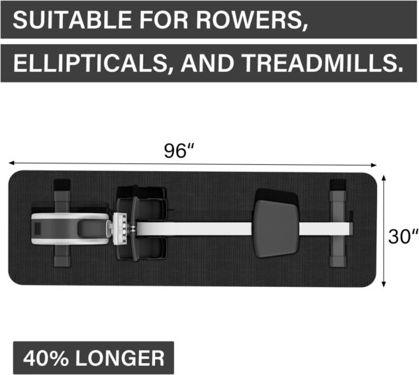 Rowing Machine Mat 96" x 30" with Storage Bag and Sports Tow...