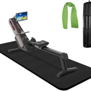 Rowing Machine Mat 96" x 30" with Storage Bag and Sports Tow...