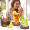 6 Pcs Best Wooden Coasters with Holder Coffee Table Decor Ac...