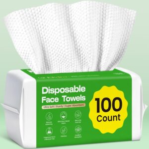 Elvira 100 Count Disposable Face Towels, Biodegradable Facia...