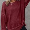 Dokotoo Womens Oversized Waffle Knit Crewneck Sweatshirts Lo...
