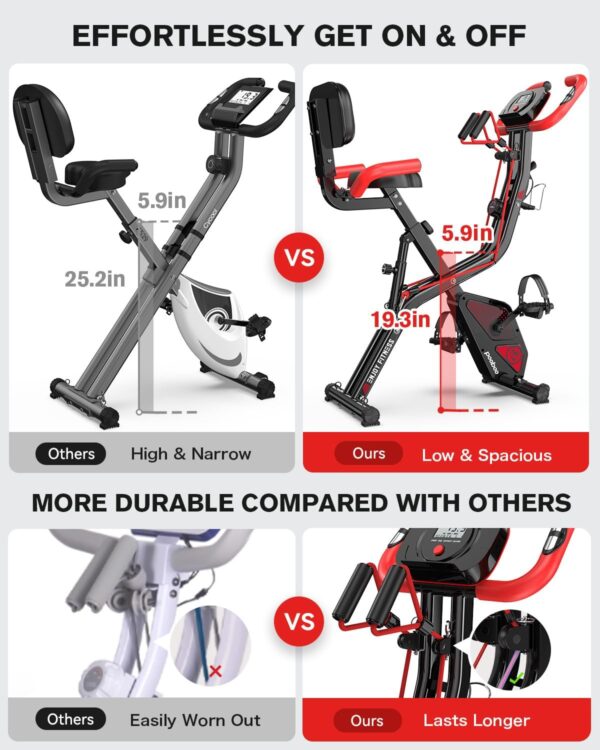 pooboo Folding Exercise Bike, Foldable Fitness Stationary Bi...