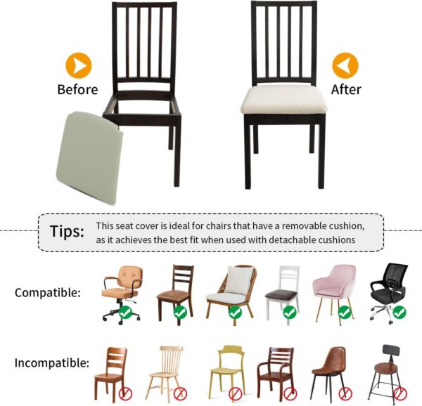 Waterproof Seat Cushion Covers 6 PCS, Stretch Jacquard Chair...