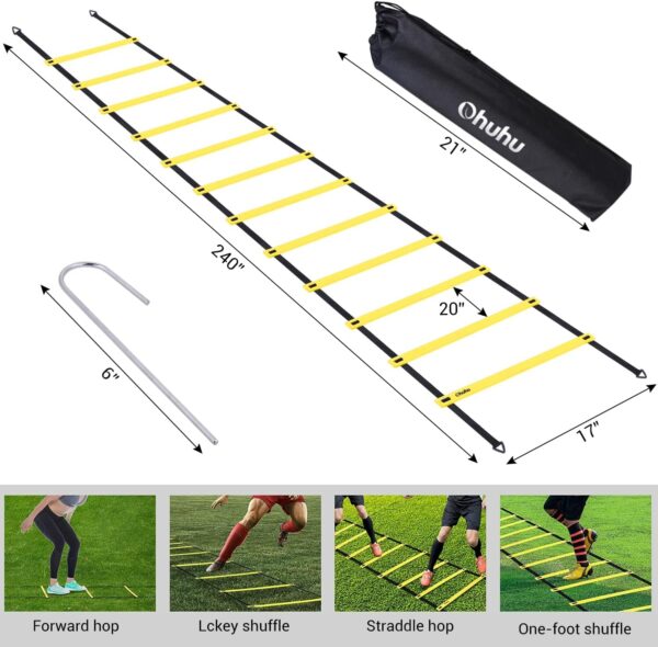 Ohuhu Agility Ladder Speed Training Set 12 Rung 20ft Exercis...