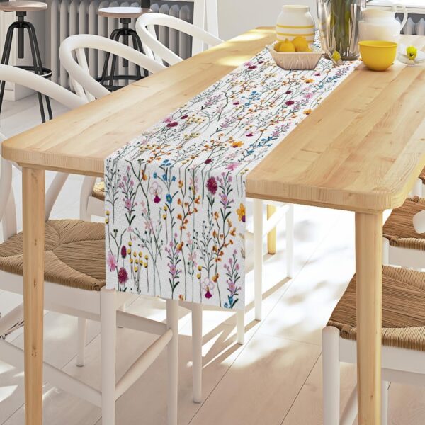 Watercolor Wild Flowers Table Runner, Seasonal Summer Holida...