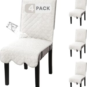 H.VERSAILTEX 100% Waterproof Dining Chair Covers Set of 4 Te...