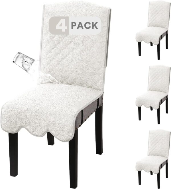 H.VERSAILTEX 100% Waterproof Dining Chair Covers Set of 4 Te...
