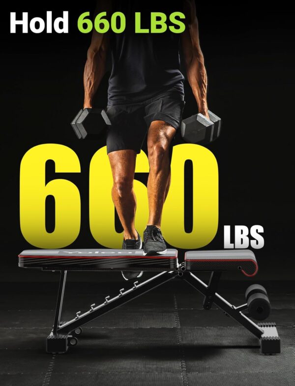 Yoleo Adjustable Weight Bench for Full Body Workout; Foldabl...