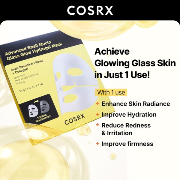 COSRX Advanced Snail Mucin Glass Glow Hydrogel Face Masks Sk...