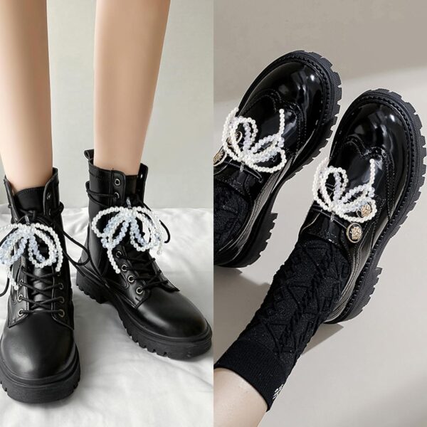 Pearl Bow Shoe Charms for Sneakers Clip on Bowknot Shoe Lace...