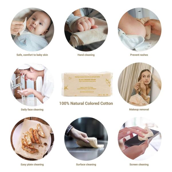 Nature Colored Cotton Dry Baby Wipe For Sensitive Skin - Cas...