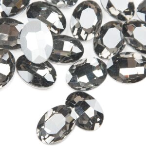 Gray Glass Rhinestones, 50Pcs Flat Back Rhinestones Bulk, 18...