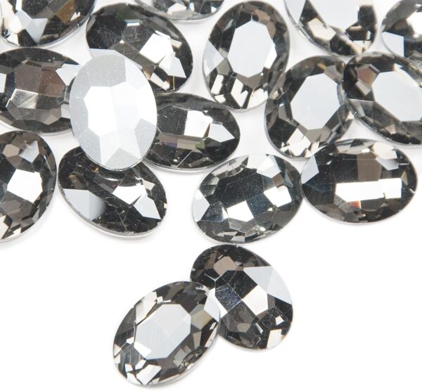 Gray Glass Rhinestones, 50Pcs Flat Back Rhinestones Bulk, 18...