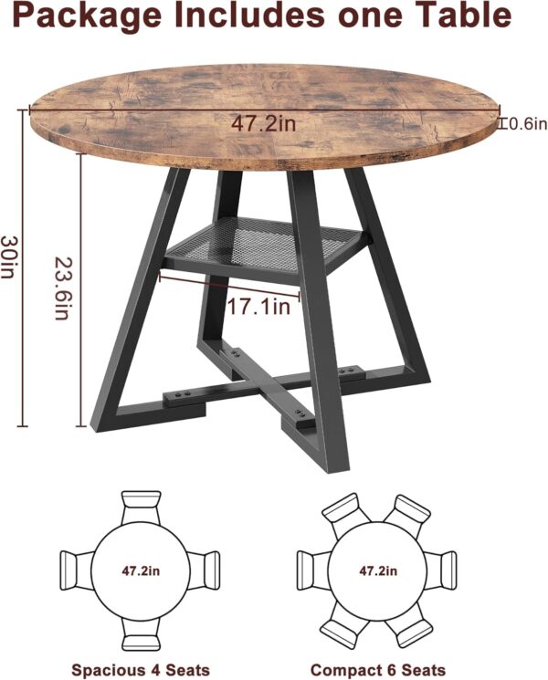 Round Dining Table for 4,Kitchen Dining Room Circle Dinner P...
