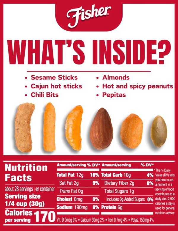 Fisher Snack Tex Mex Bulk Trail Mix, 30 oz (Pack of 1); Hot ...