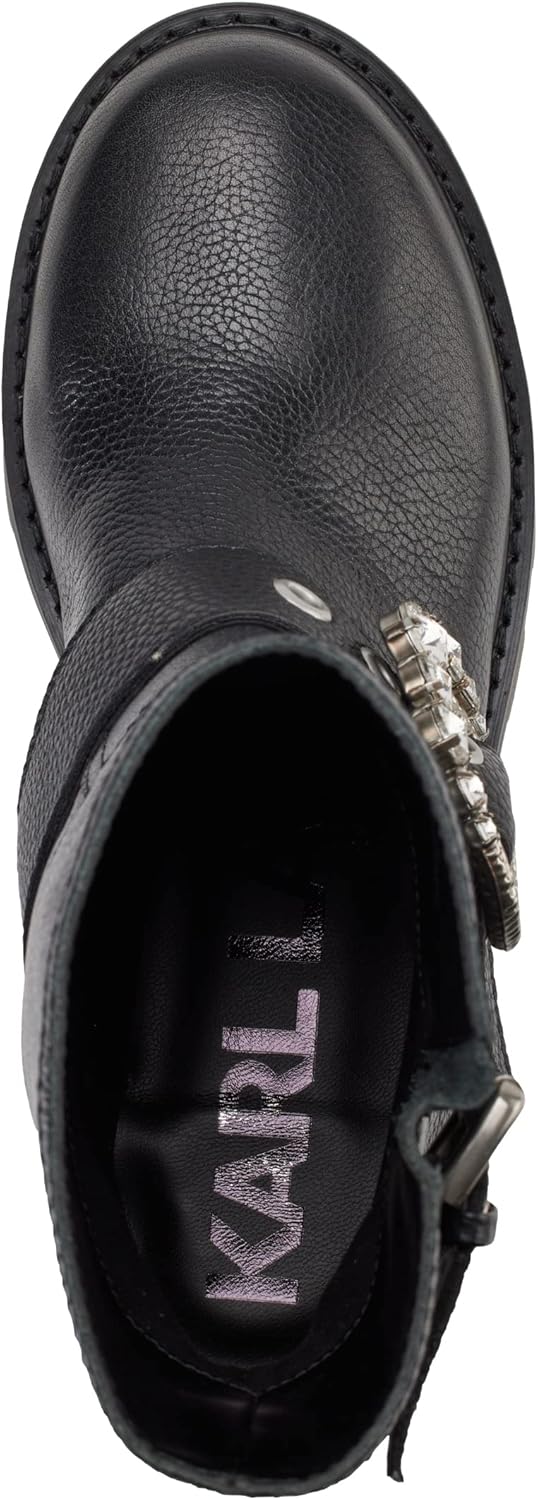 KARL LAGERFELD PARIS Women's Lug-Sole Marceau Combat Boot wi...